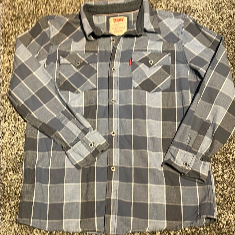 Levi's Youth Blue Plaid Shirt (L/12-13 yrs)